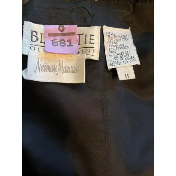 Oleg Cassini Black Tie Vintage Special Occasion Dress Long Sleeve Black Size 8 - Picture 7 of 7